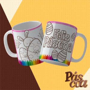12 artes Canecas Colorir Páscoa