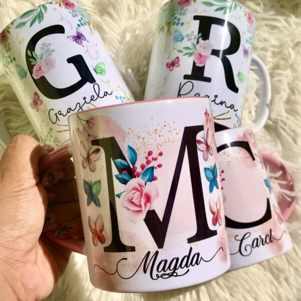 57 ARTES PARA CANECA FLORAL ALFABETO