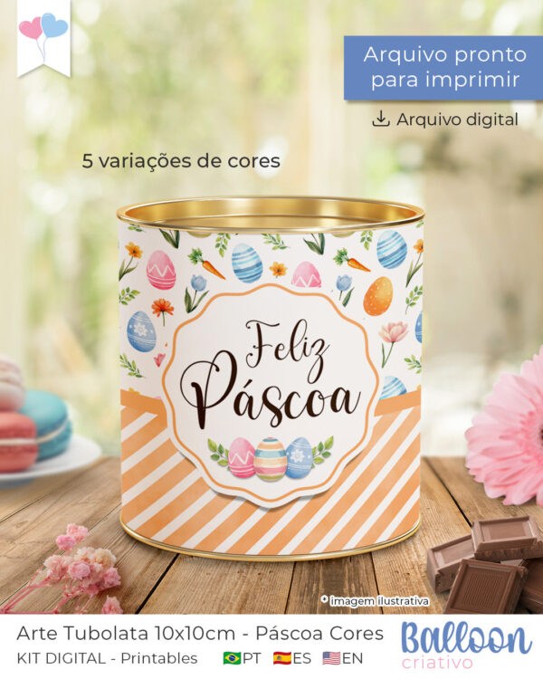 Kit Arte Tubolata 10x10cm – Páscoa Cores