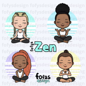 181 elementos - Mulheres Zen fofys – Kit Digital