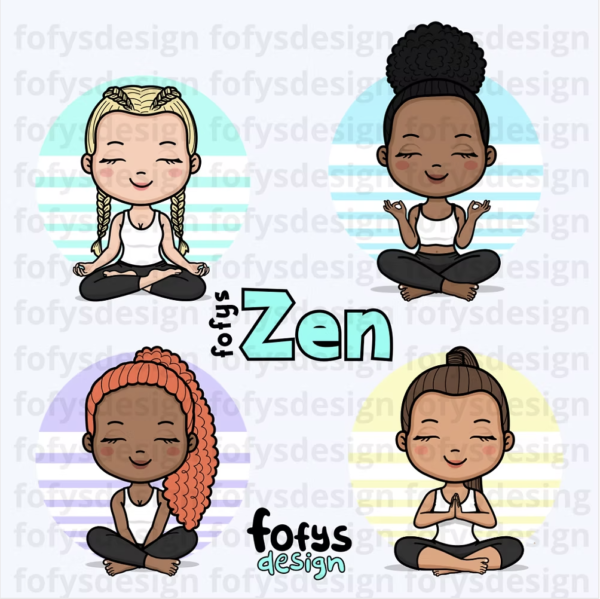 181 elementos - Mulheres Zen fofys – Kit Digital