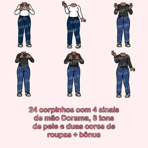 52 elementos - Dorameiras Fofys – cliparts corpinhos - Imagem 4