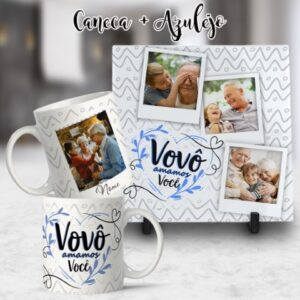 KIT CANECAS E AZULEJOS - ARTE VOVO E VOVO