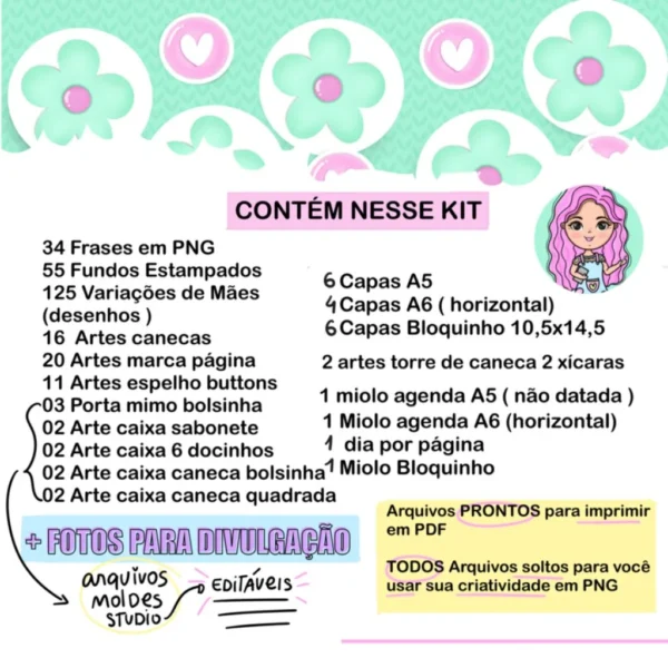 KIT DIGITAL DIA DAS MÃES - SUBLIMAÇÃO E ENCADERNAÇÃO - Imagem 2
