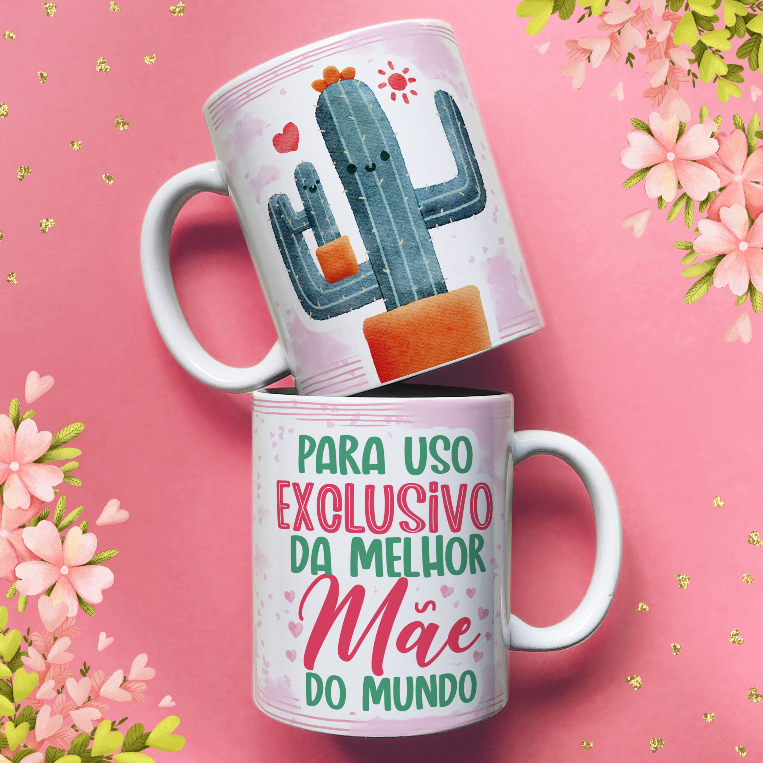 25 Artes para Caneca e Azulejo Dia das Mães Cactos Arquivo em Jpg - Imagem 13