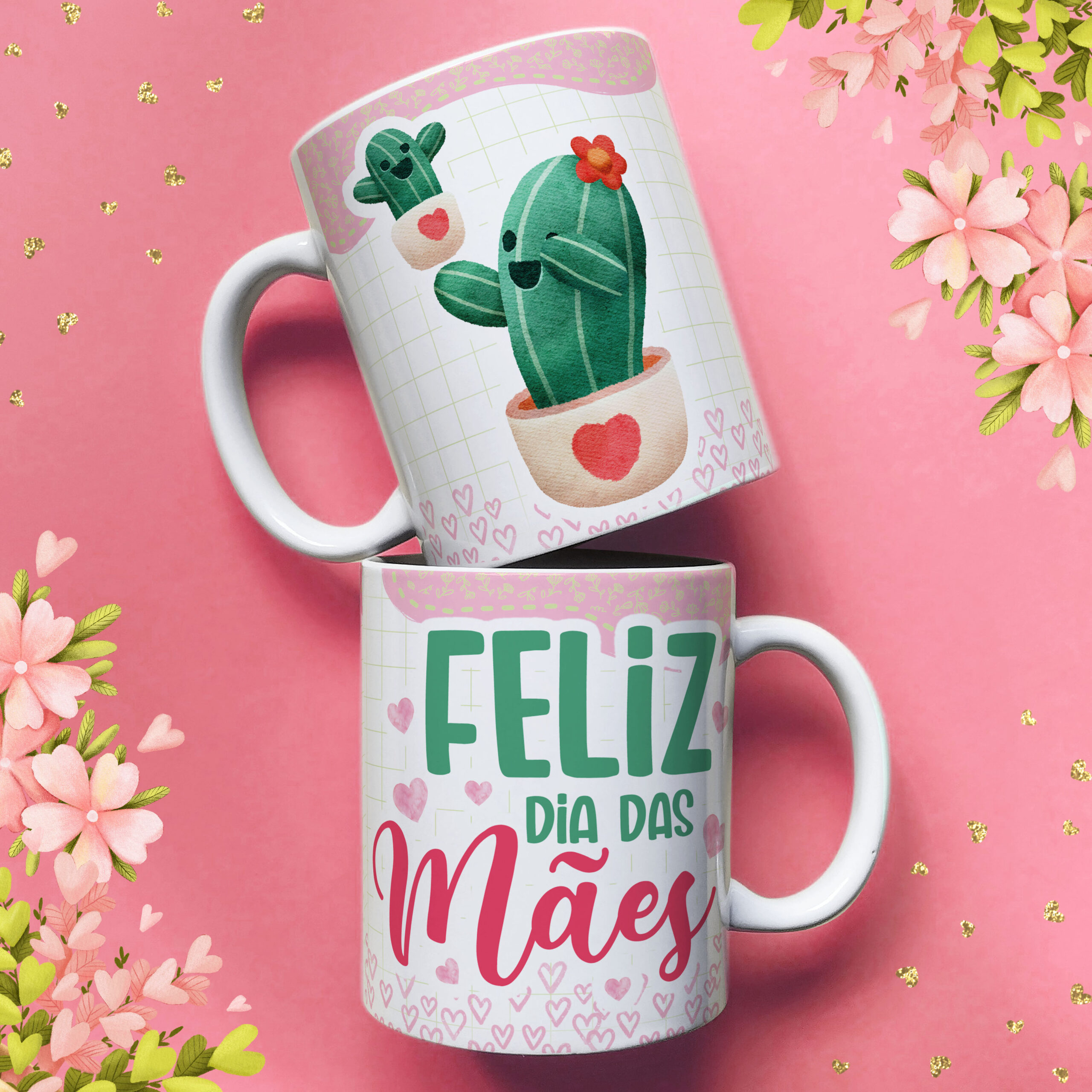 25 Artes para Caneca e Azulejo Dia das Mães Cactos Arquivo em Jpg - Imagem 3