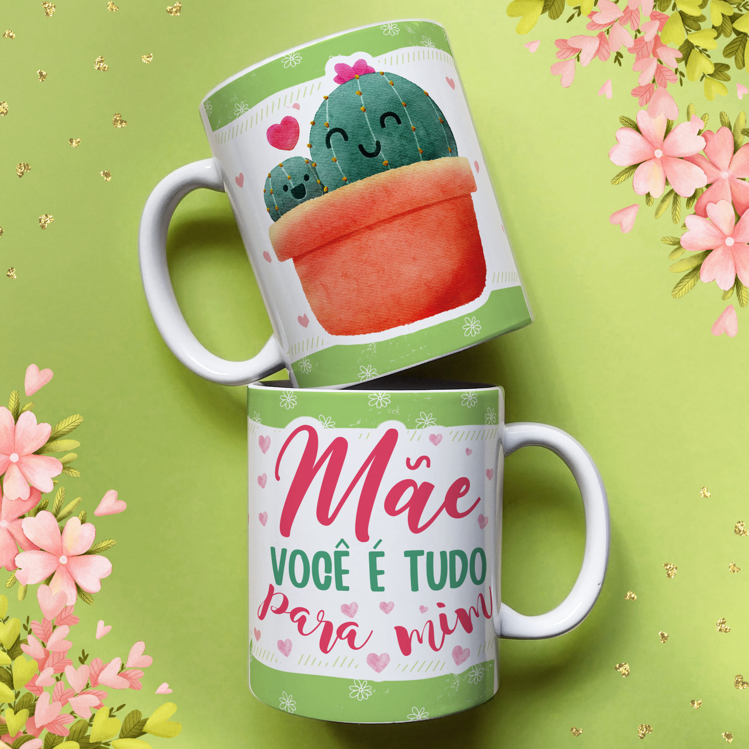 25 Artes para Caneca e Azulejo Dia das Mães Cactos Arquivo em Jpg - Imagem 8