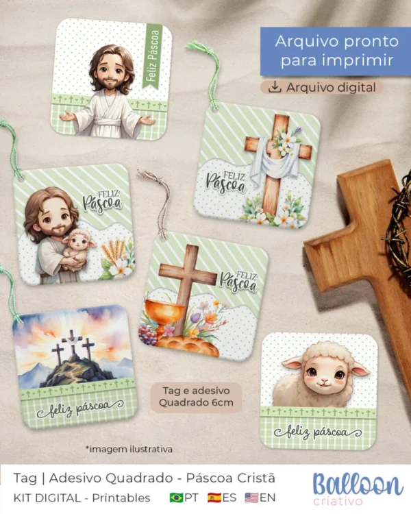 COMBO Tag e Adesivo – Páscoa Cristã - Imagem 3