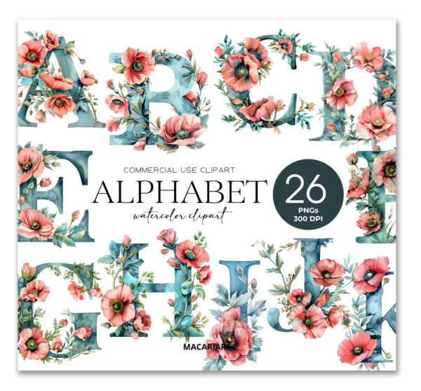 Kit Digital - Alfabeto Floral