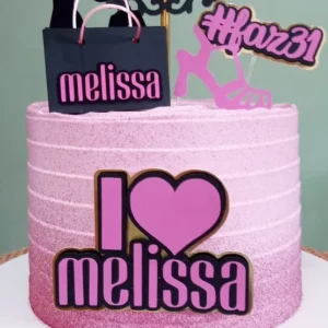 Topo de Bolo eu amo Melissa