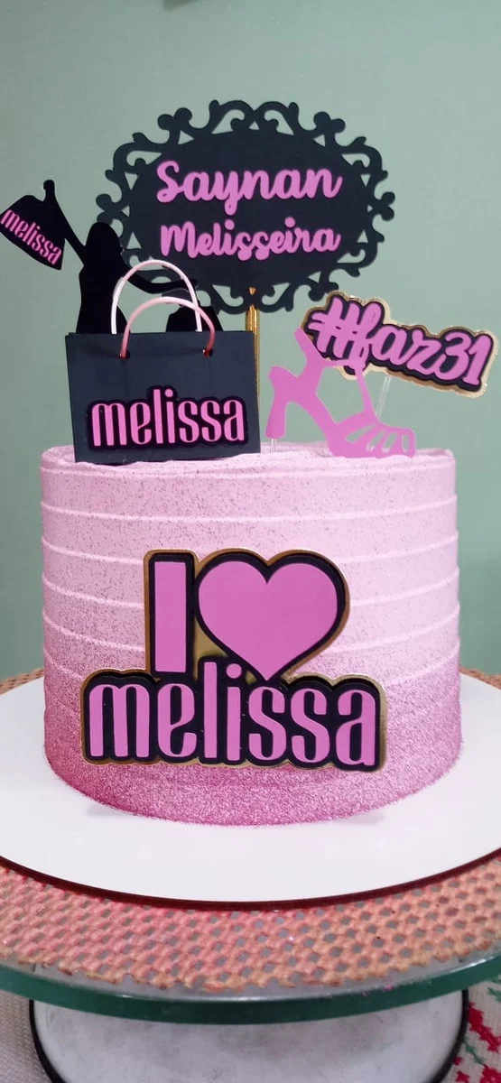 Topo de Bolo eu amo Melissa