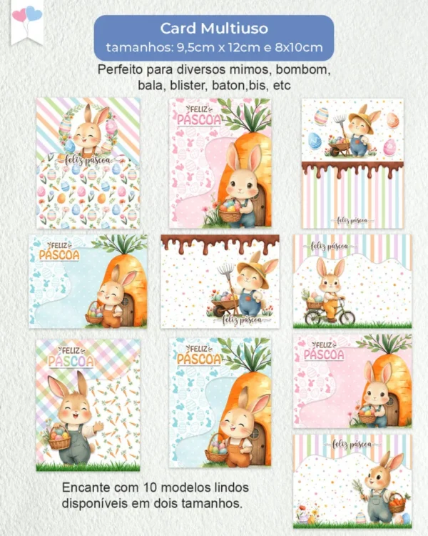 Arte Card bombom, baton, balinha - Multiuso – Jardim dos Coelhinhos - Imagem 2