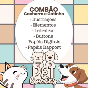 Pet Lovers – Combão Ilustrações Gato e Cachorro