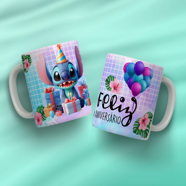 COMBO artes Canecas Feliz Aniversário STITCH - Imagem 3