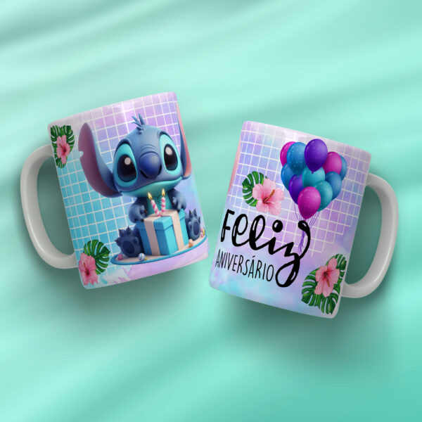 COMBO artes Canecas Feliz Aniversário STITCH - Imagem 10