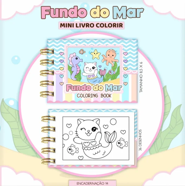 Fundo do Mar Menina – Mini Livro Colorir (Lina)
