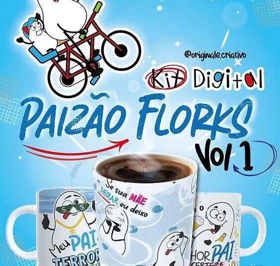 37 artes para caneca Paizão Florks + Kit Digital (Originale)