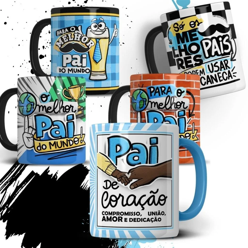 Coleção completa dia dos Pais Pandoca - Canecas + Mimos