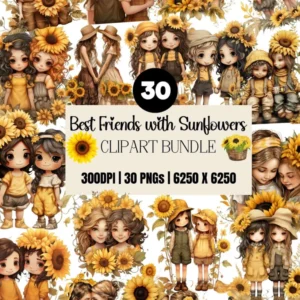 Melhores Amigas flores de girassol – Kit Digital