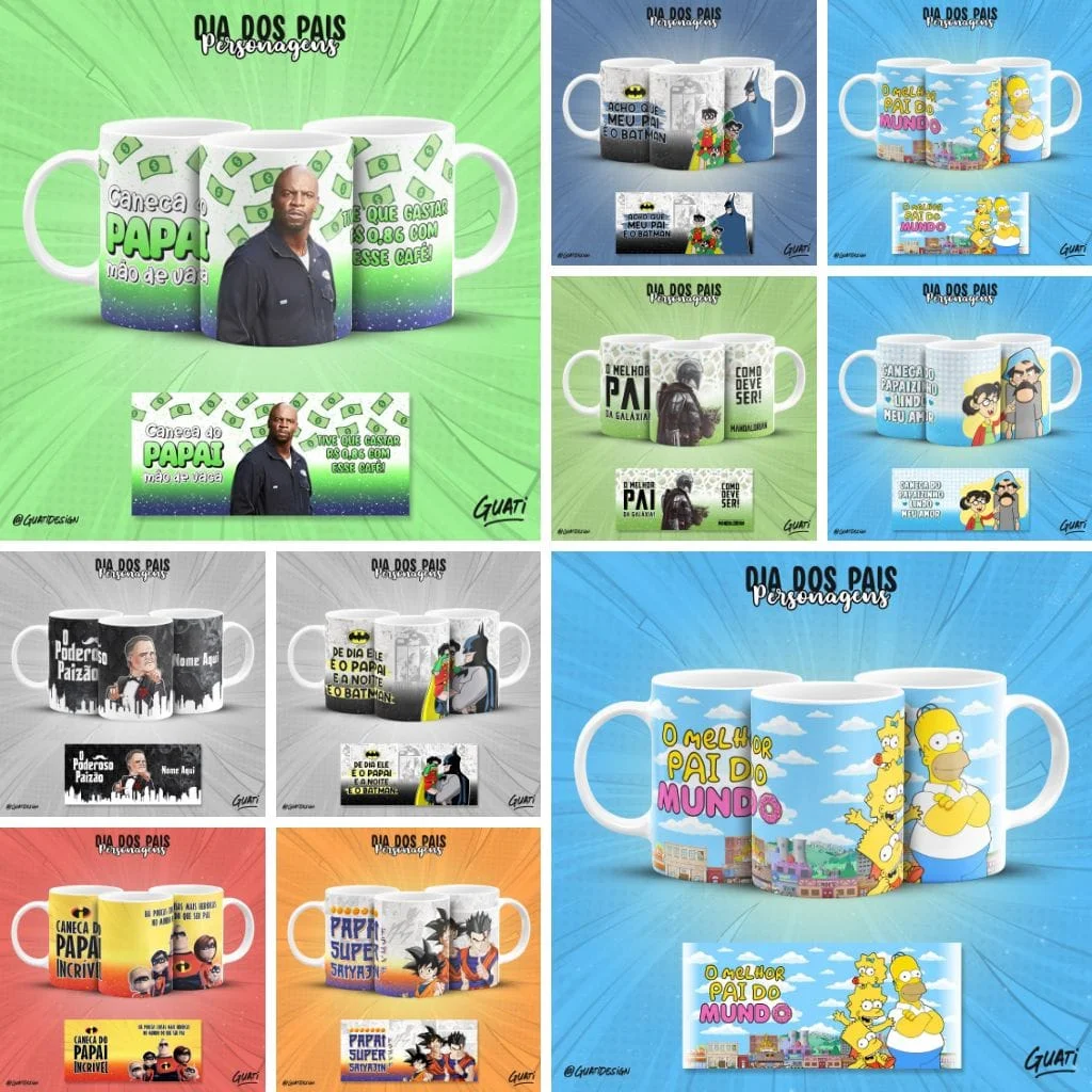 Dia dos Pais Personagens - Estampas Canecas