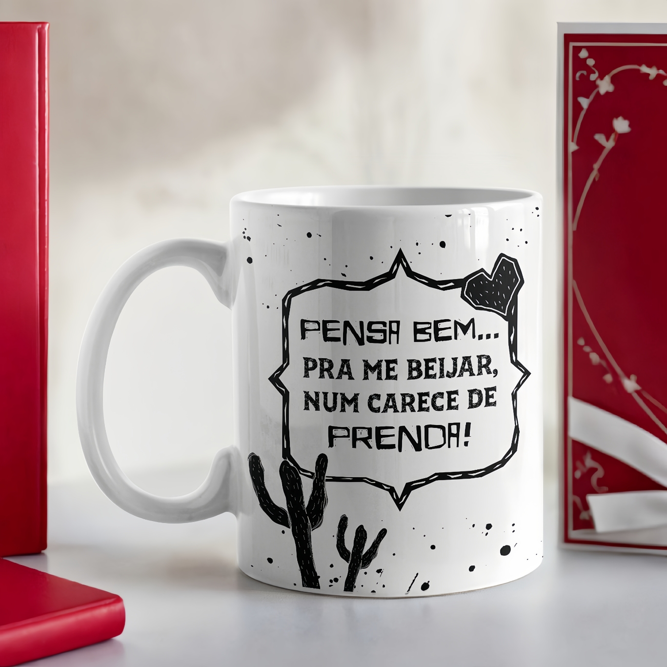 Pensa bem, pra me beijar, num carece de prenda - Arte Avulsa Caneca