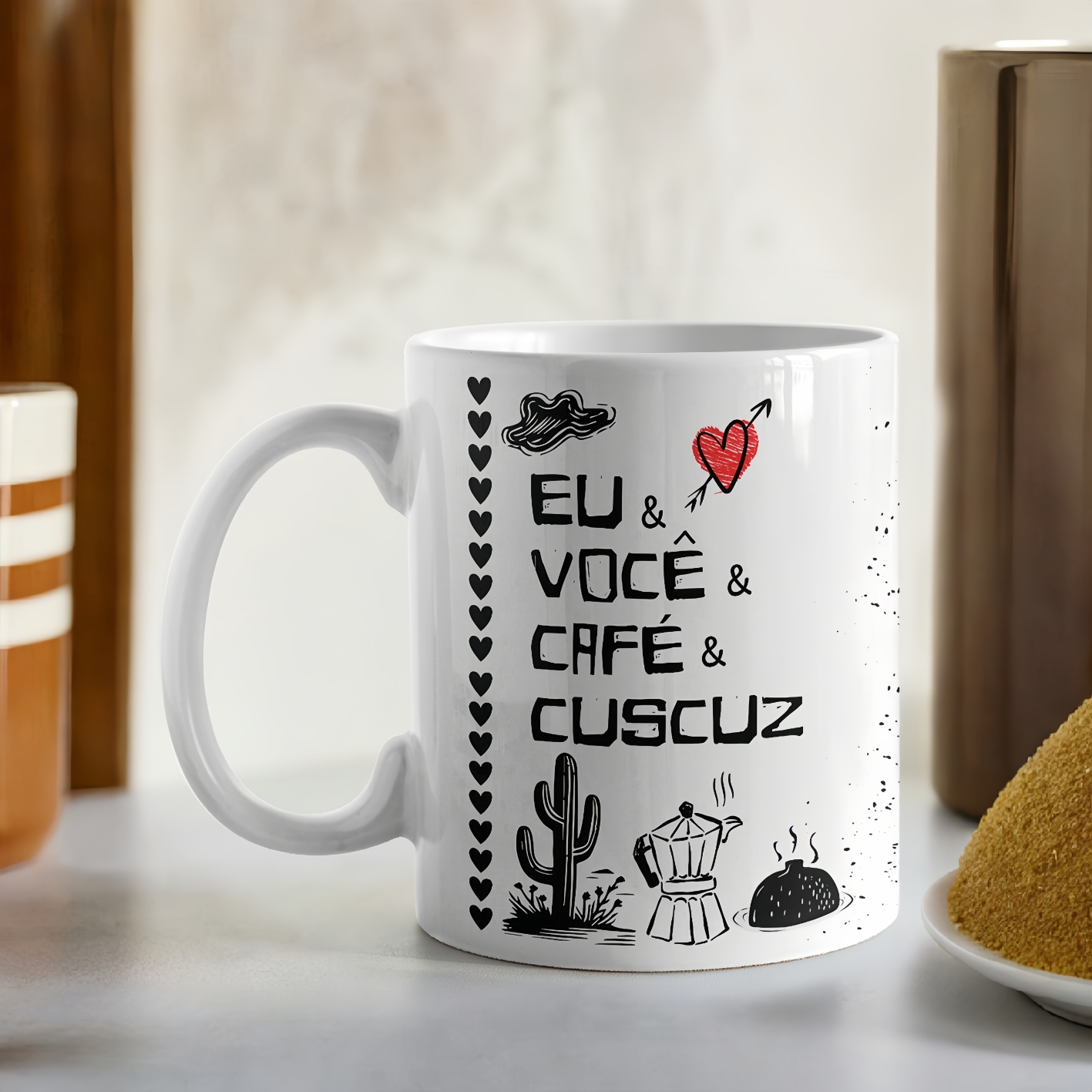 Eu, você, café e cuscuz - Arte Avulsa Caneca
