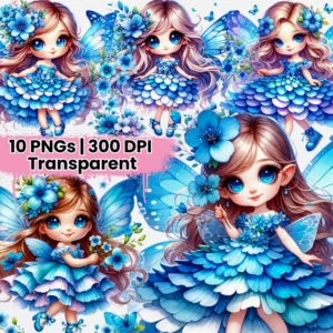 Fadas da Primavera Flores Azuis – Kit Digital