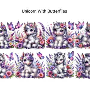 Unicórnio com Borboletas – Kit Digital