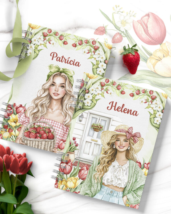 Kit 11 Capas e Miolo Pautado Flores e Morangos (Bicho Papel)