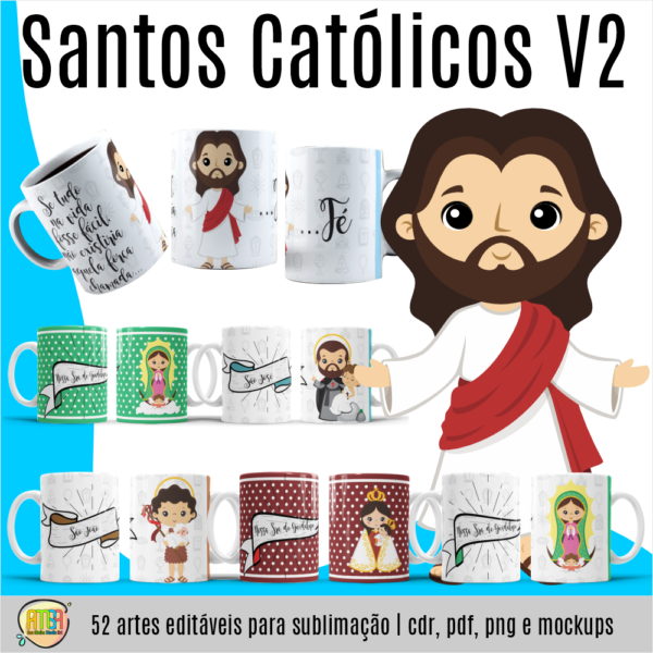 ESTAMPAS SANTOS CATÓLICOS V2 CANECAS