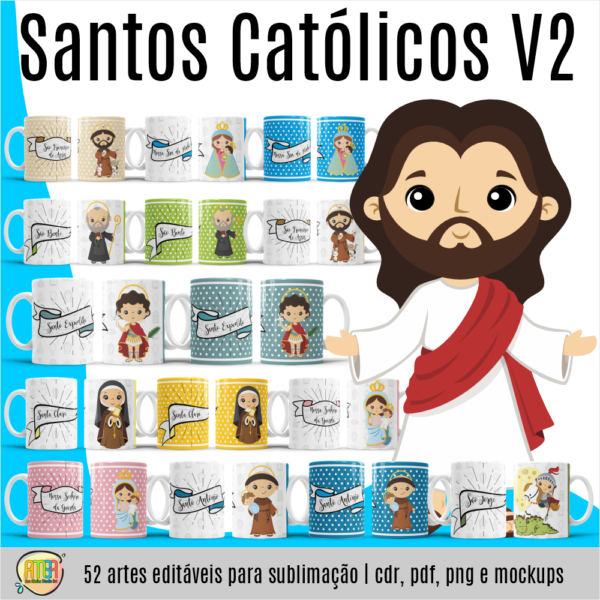 ESTAMPAS SANTOS CATÓLICOS V2 CANECAS - Imagem 3
