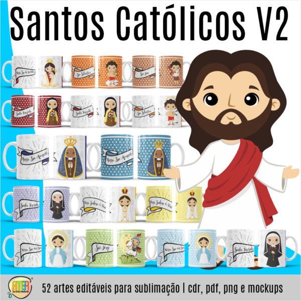 ESTAMPAS SANTOS CATÓLICOS V2 CANECAS - Imagem 4