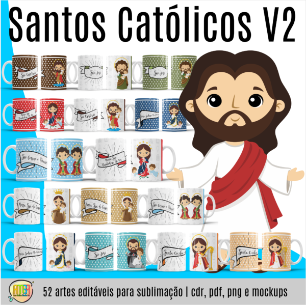 ESTAMPAS SANTOS CATÓLICOS V2 CANECAS - Imagem 2