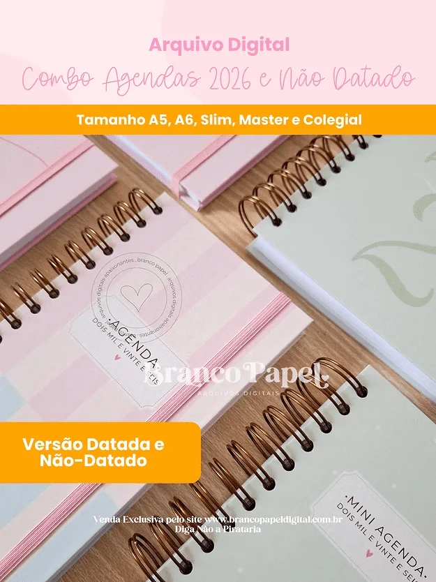 Combo Agendas 2026 (Branco Papel)