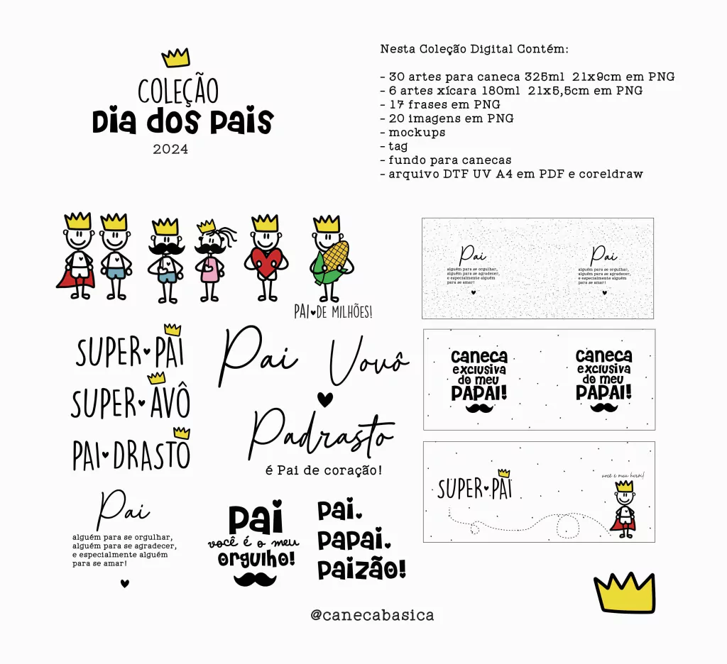 Estampas de Caneca Dia dos Pais – sublimação (Caneca Básica)