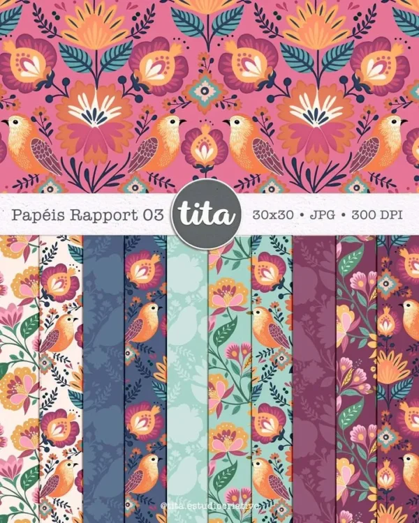 Pássaros – Combo Papéis 01 (Tita) - Imagem 3