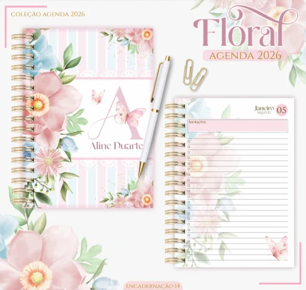 Kit Agendas 2026 – Floral Candy (Lina)