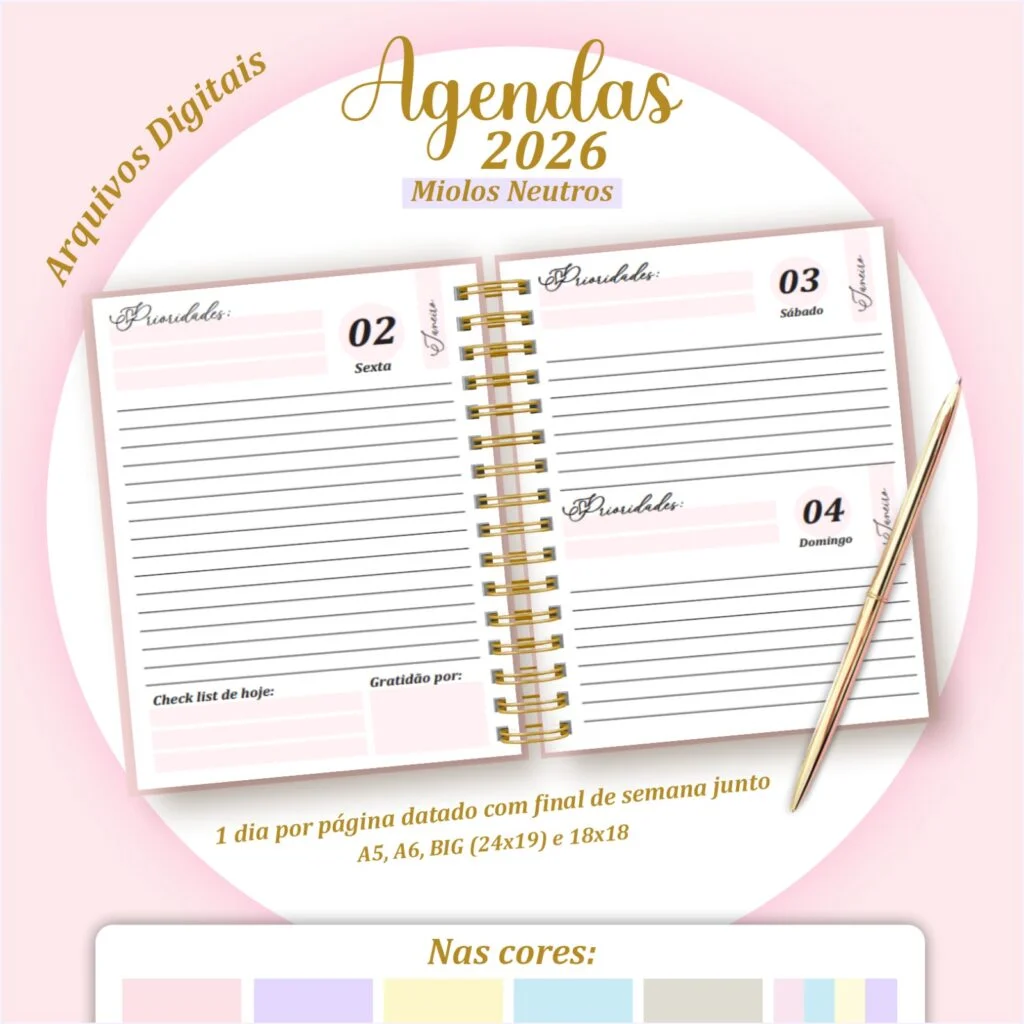 Agendas 2026 – Pack Miolos Neutros (Pamella Vieira) - Imagem 8