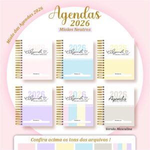 Agendas 2026 –  extra A5 Pack Miolos Neutros (Pamella Vieira)