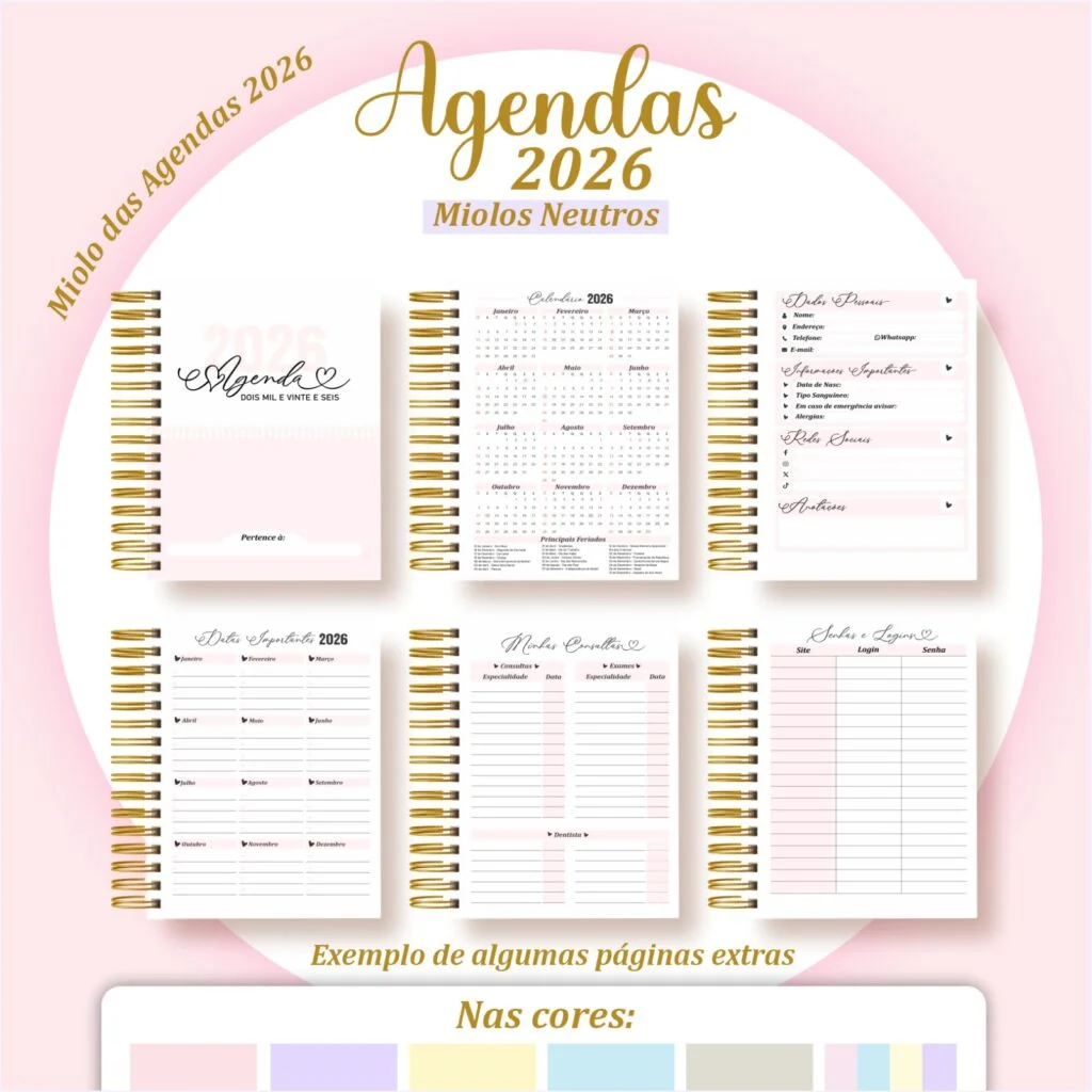 Agendas 2026 – Pack Miolos Neutros (Pamella Vieira) - Imagem 6