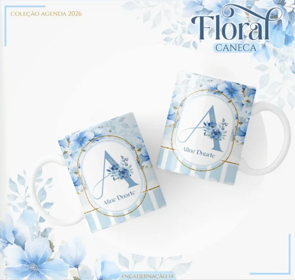 Kit Agendas 2026 – Floral Azul (Lina) - Imagem 2