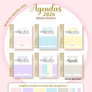 Agendas 2026 – Pack Miolos Neutros (Pamella Vieira)