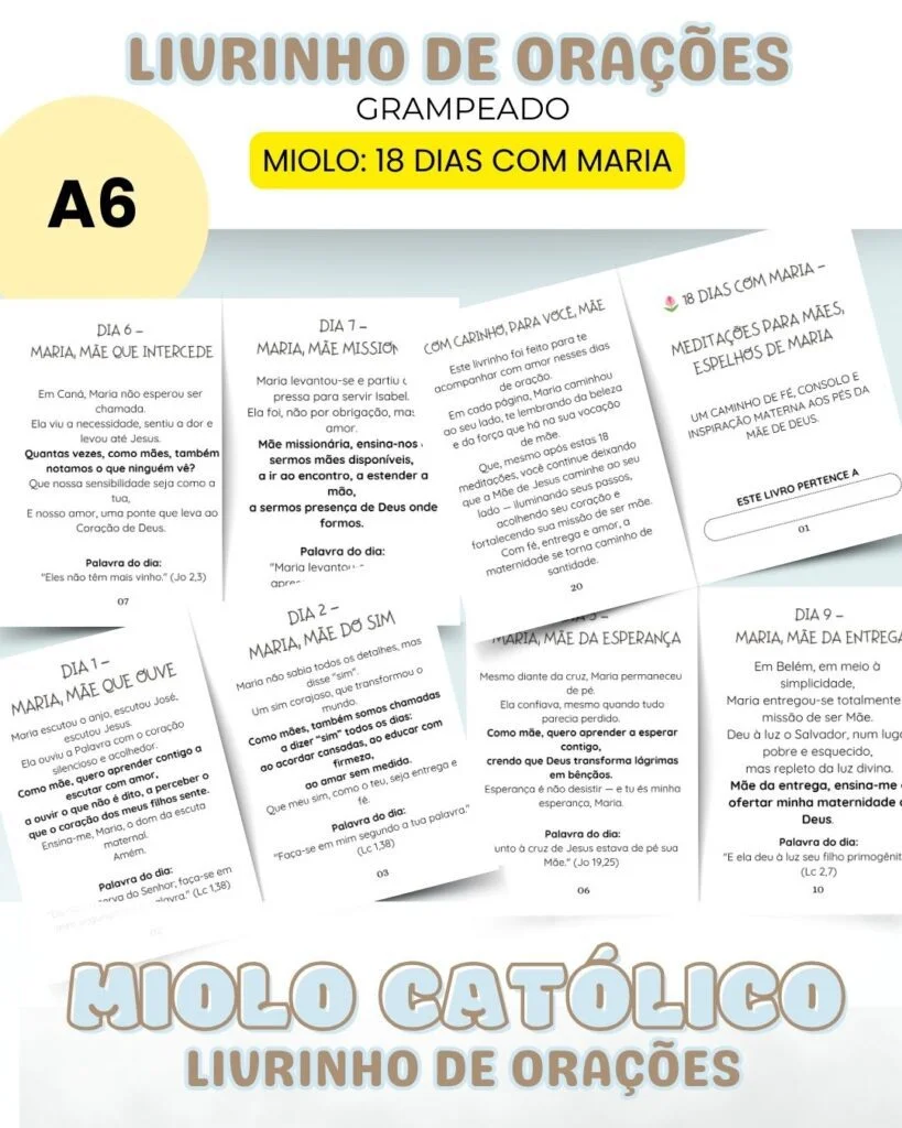 Miolo Livrinho de Orações – 18 dias com Maria