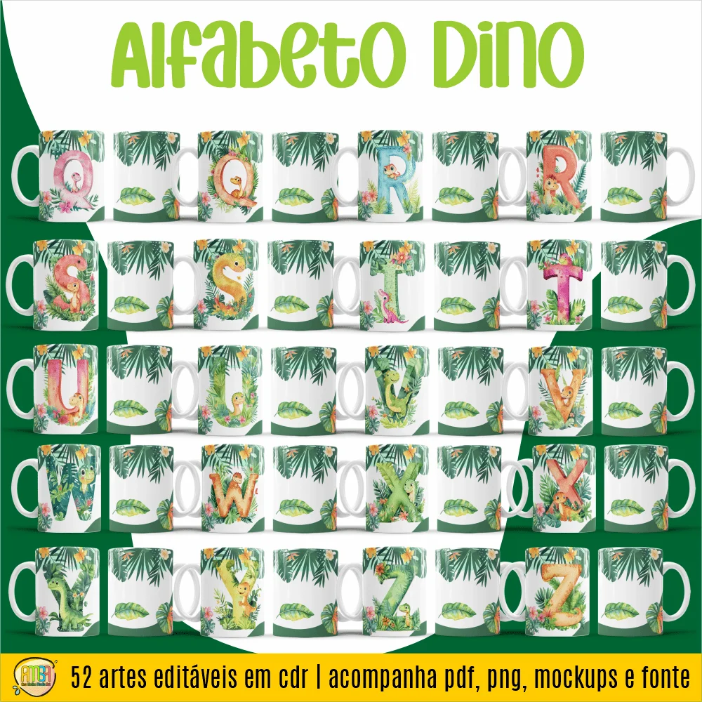 Alfabeto Dino – Estampas Canecas - Imagem 2