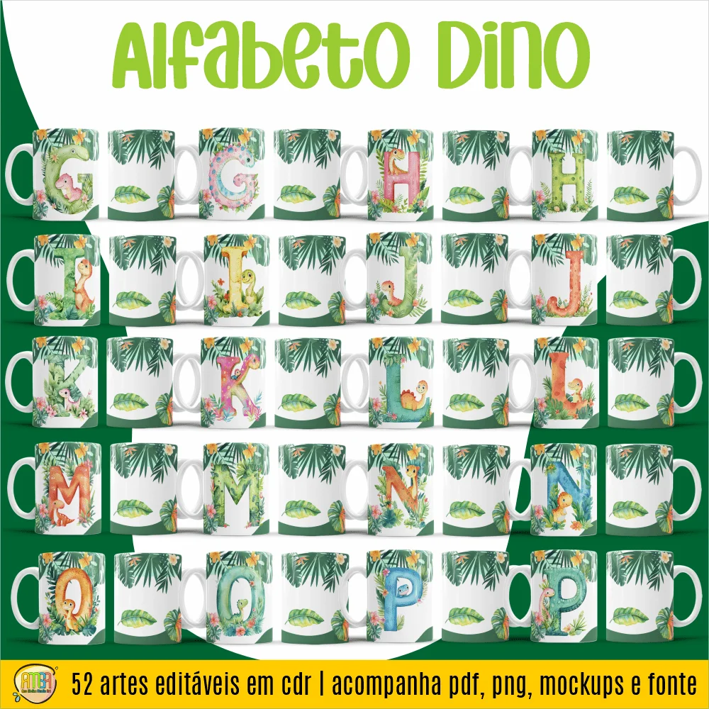 Alfabeto Dino – Estampas Canecas - Imagem 3