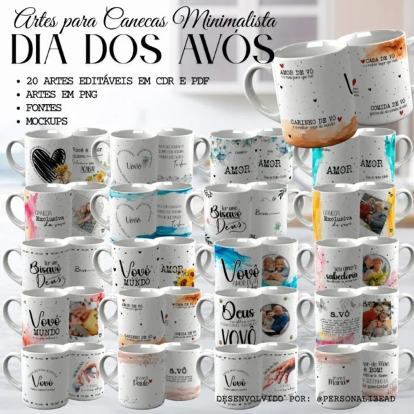 Estampas para canecas - Um Amor de Vó – B4