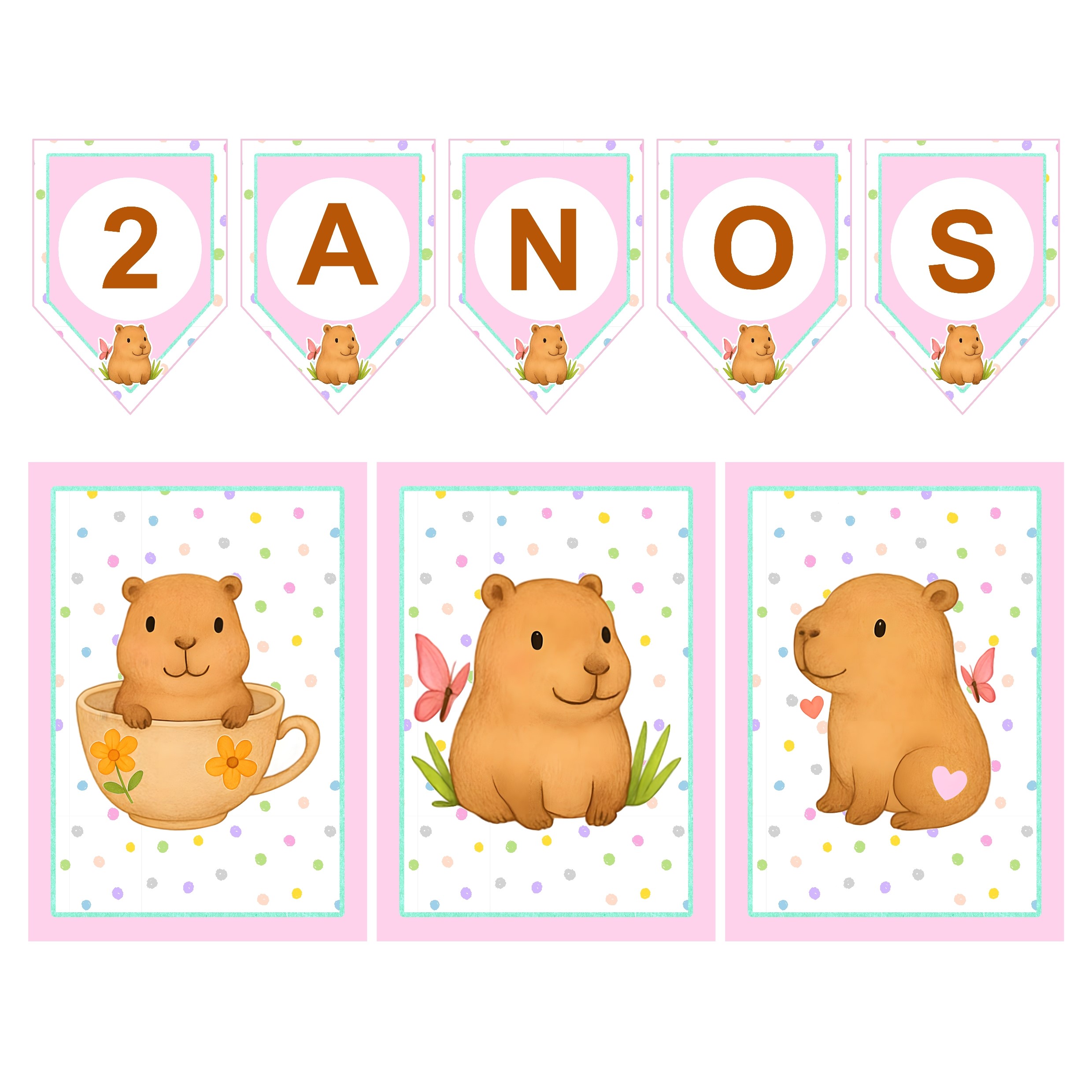 Capivara Menina – Kit Bandeirola + Banners