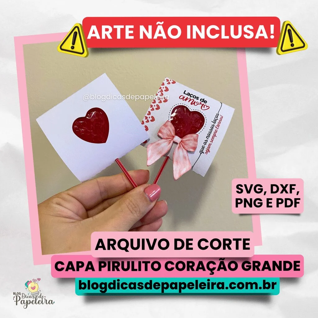 Molde Capa para pirulito de coração Grande