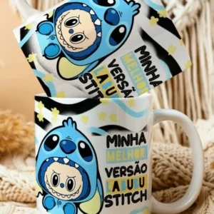 Labubu versão Stitch e Angel – Arte Avulsa Caneca