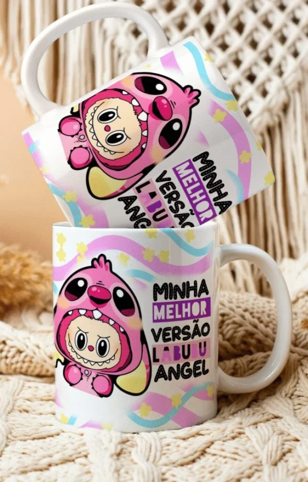 Labubu versão Stitch e Angel – Arte Avulsa Caneca - Imagem 2